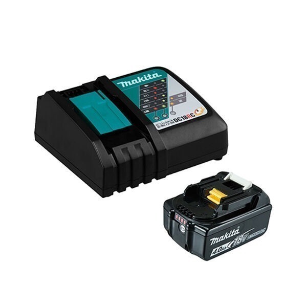this Makita Charging Kit includes a single port rapid charging battery charger and a 4.0Ah battery.
