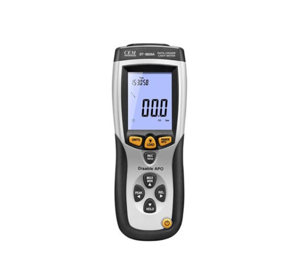 The DT-8809 Light Meter by CEM can measure up to 400000 Lux of light in an environment