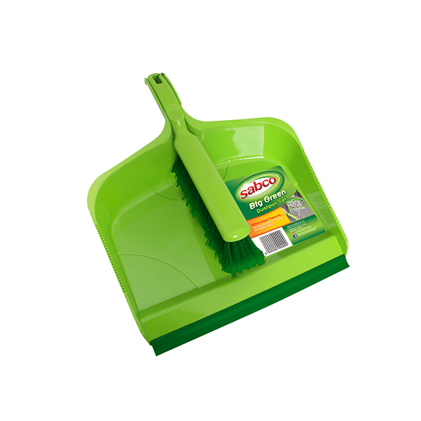 Sabco's Big Green Dustpan Set is designed with an innovative deep ridge, effectively containing dirt and debris, ensuring a more efficient cleaning process.